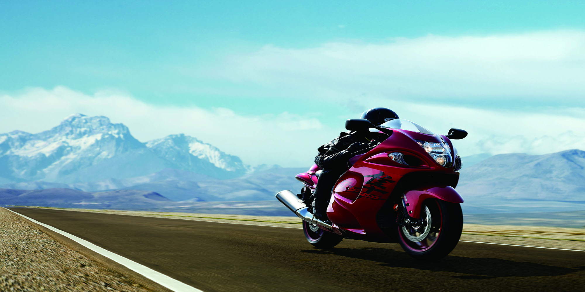 Red Hayabusa Action Road Riding